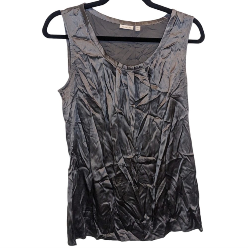 Semantiks Women's Silver Metallic Silk Blend Top MP ✨💫